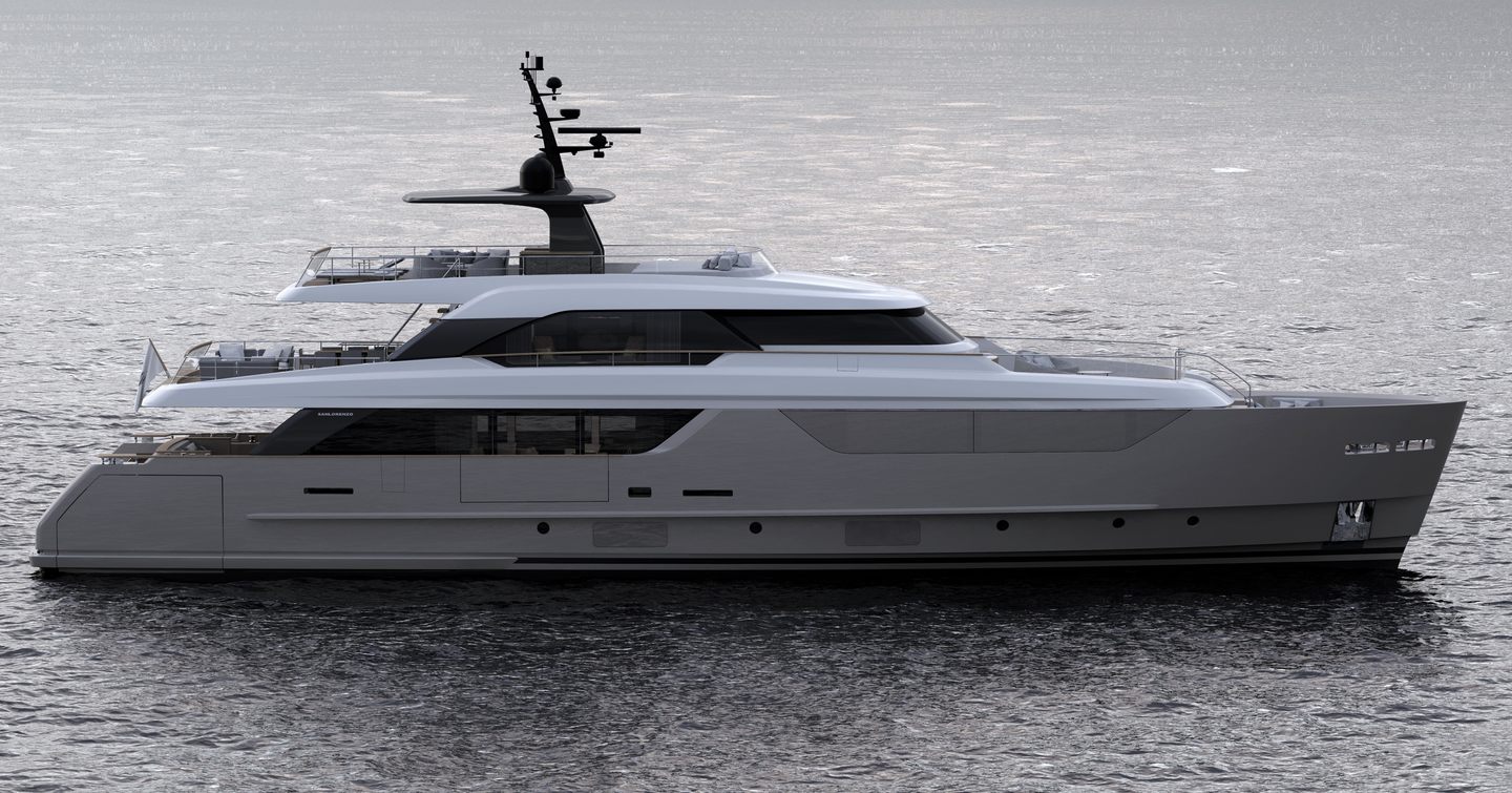 Sanlorenzo SD118/ 175 superyacht at anchor side view