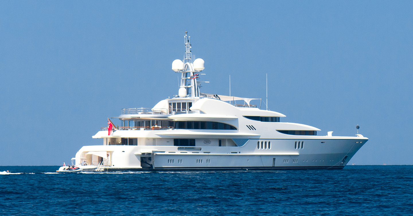 superyacht at anchor side view 