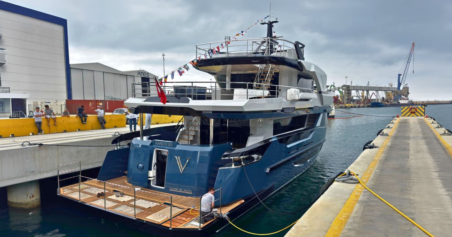 AvA Yachts superyacht V at anchor stern view 