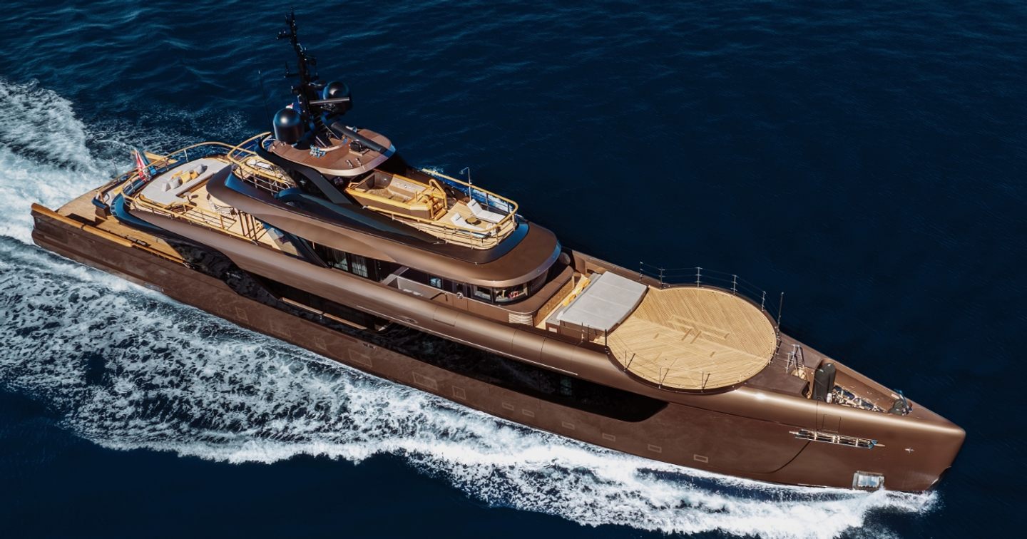  Admiral superyacht RAJA² underway helipad view 