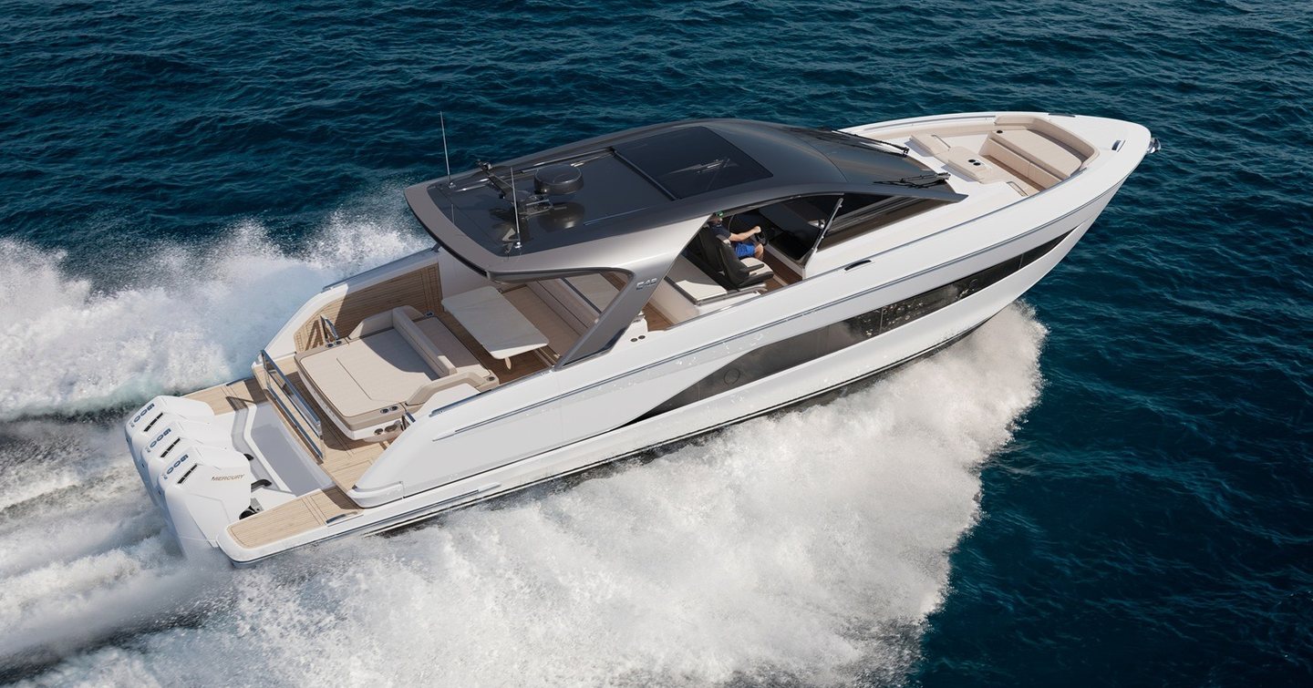 Princess C48 Open OB motor yacht under way 