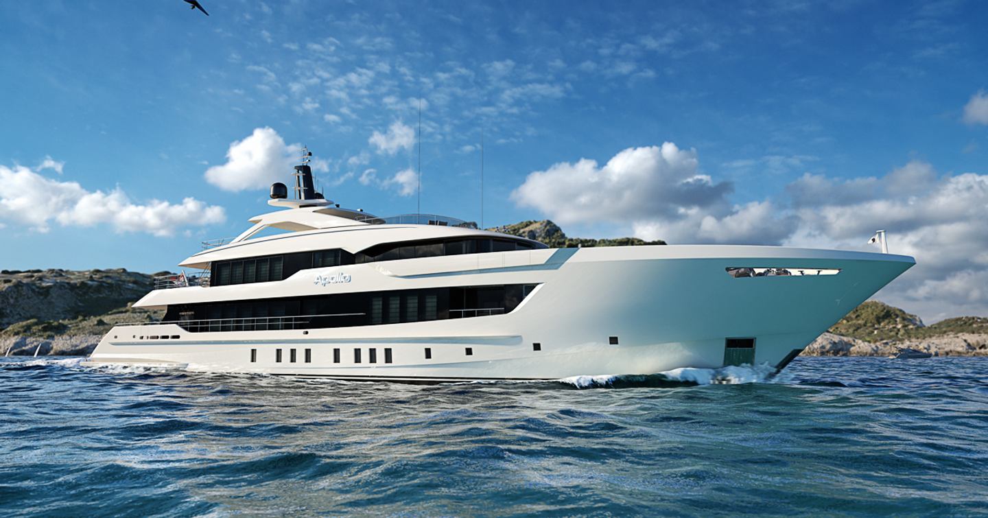 CGI showing exterior of Heesen superyacht Project Apollo