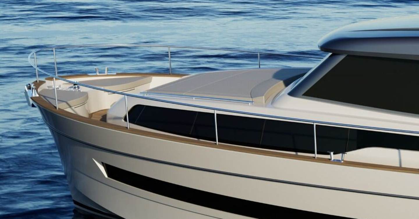 Rendering of Apreamare Gozzo 48 Cabin boat fordeck with sunpads