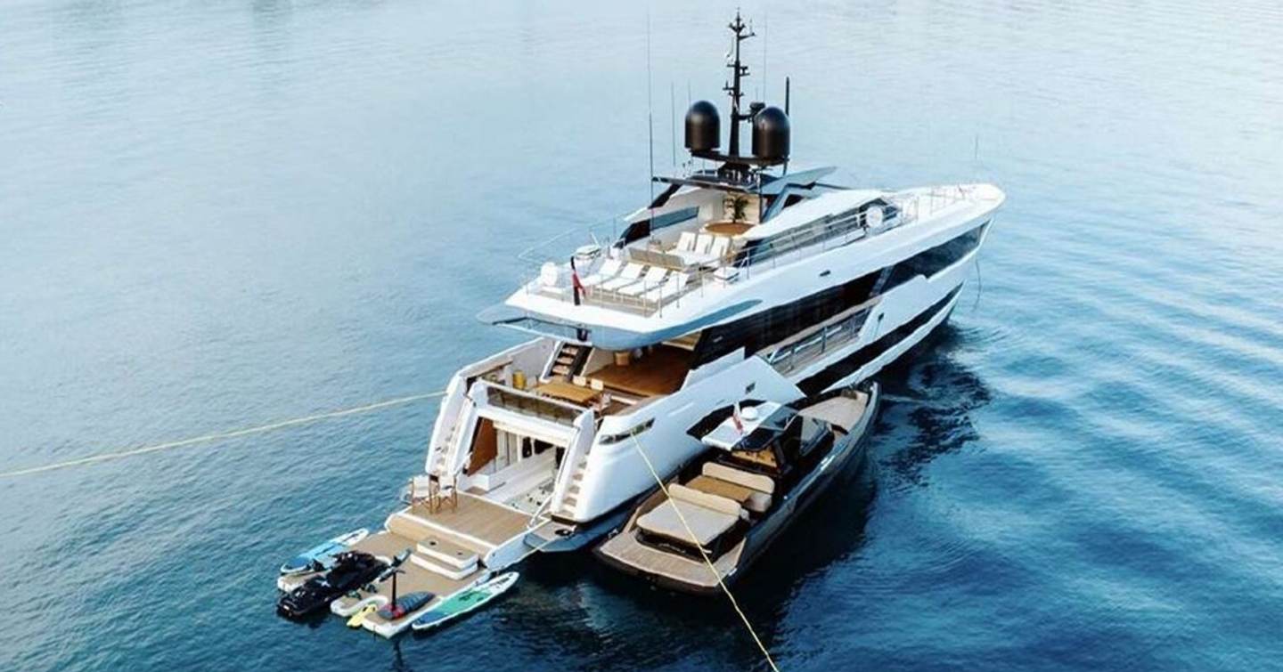 Superyacht Erolia at anchor with tenders