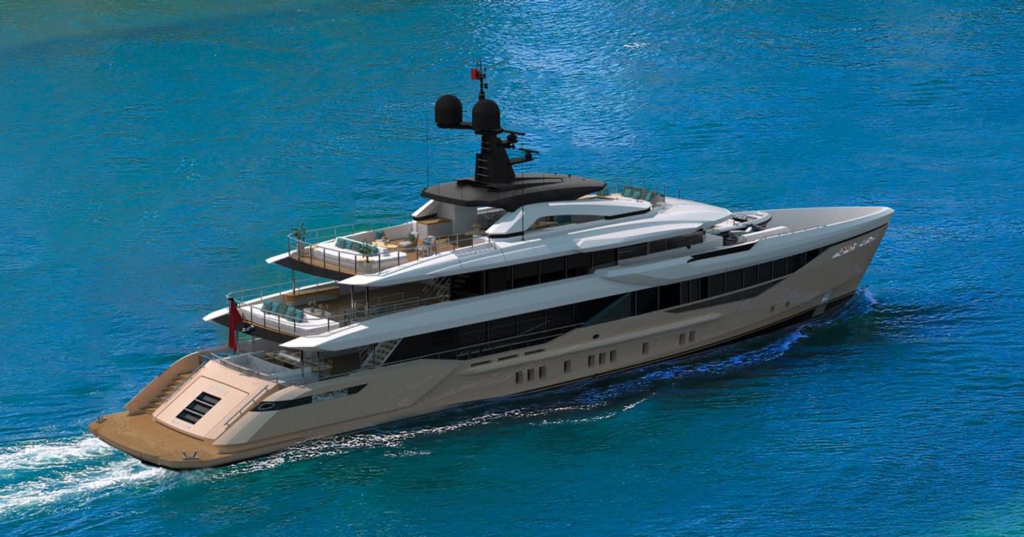 Rendering of Bilgin 170 superyacht under way