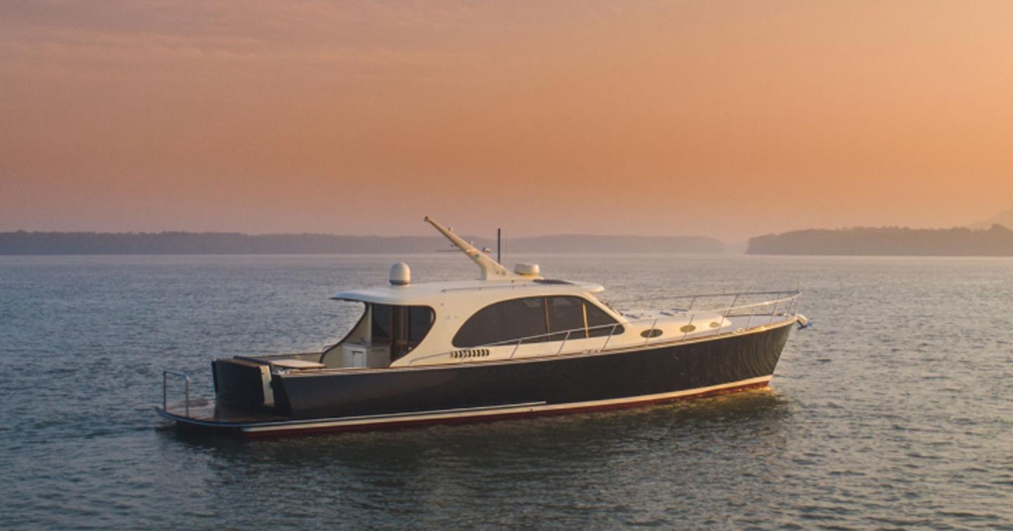 A wide-angle shot of the PB50 at sea