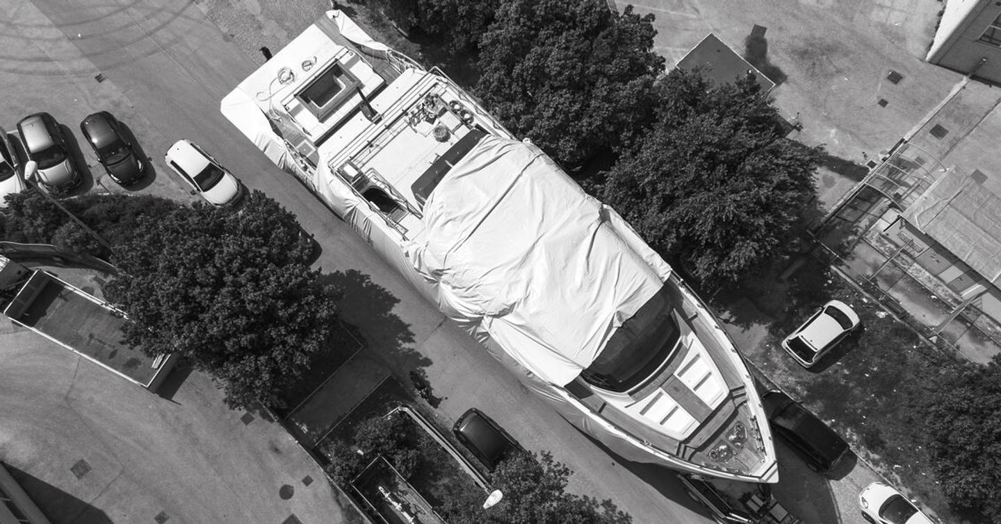 Fourth Alpha Squalo 100 superyacht aerial view during launch 
