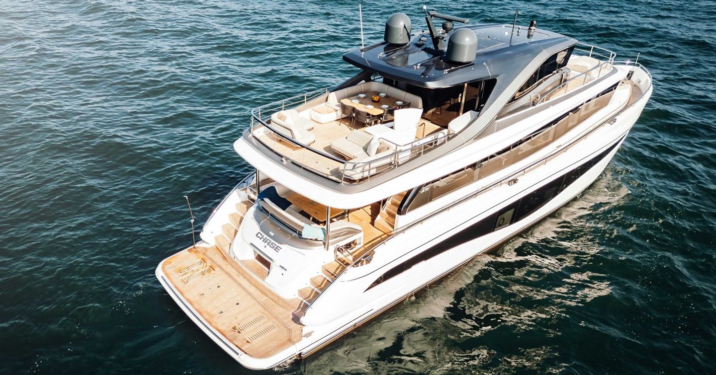 Princess X80 at anchor 