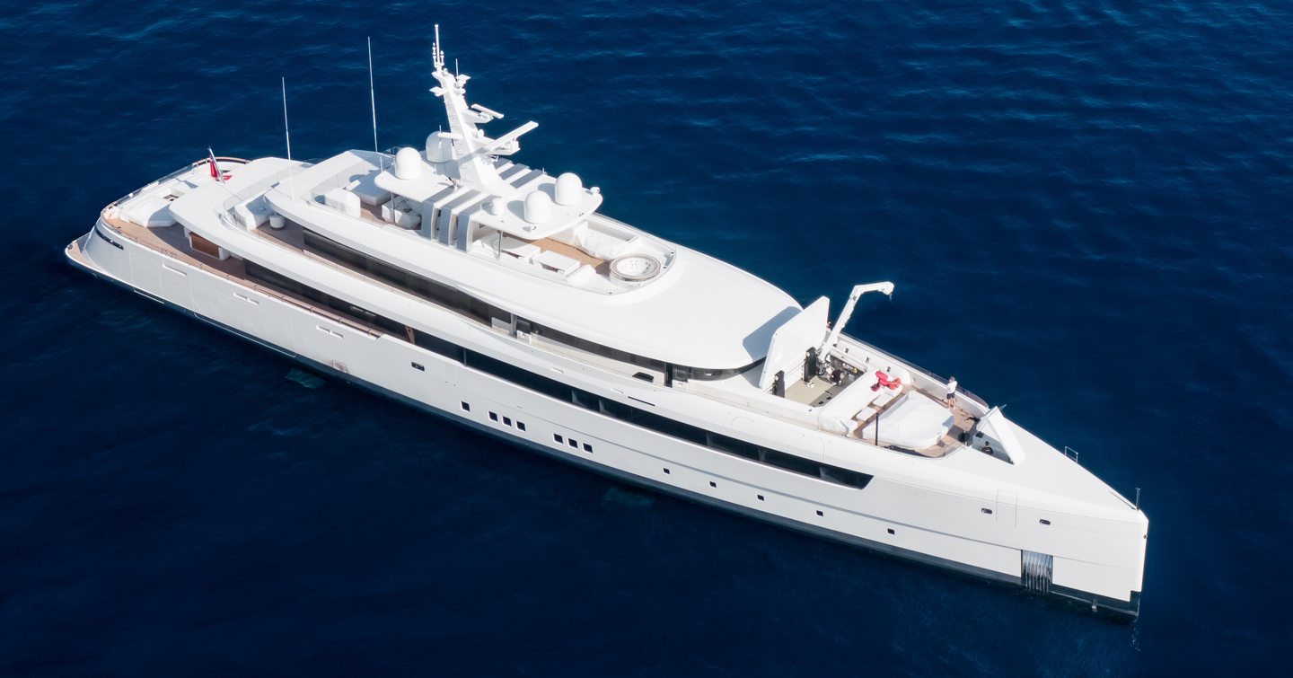 Superyacht Lasata at anchor 