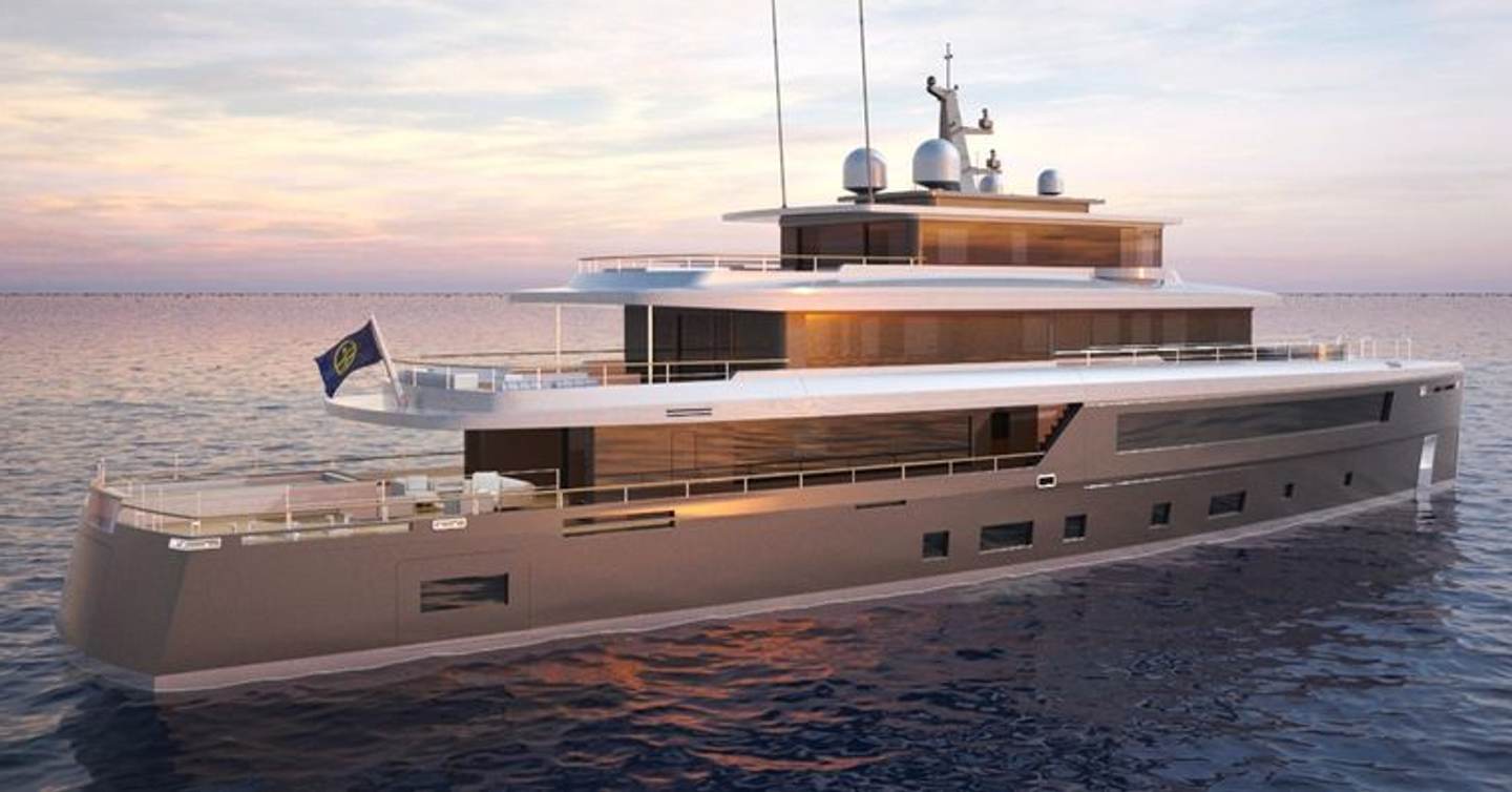 Rendering of Superyacht Amante under way 