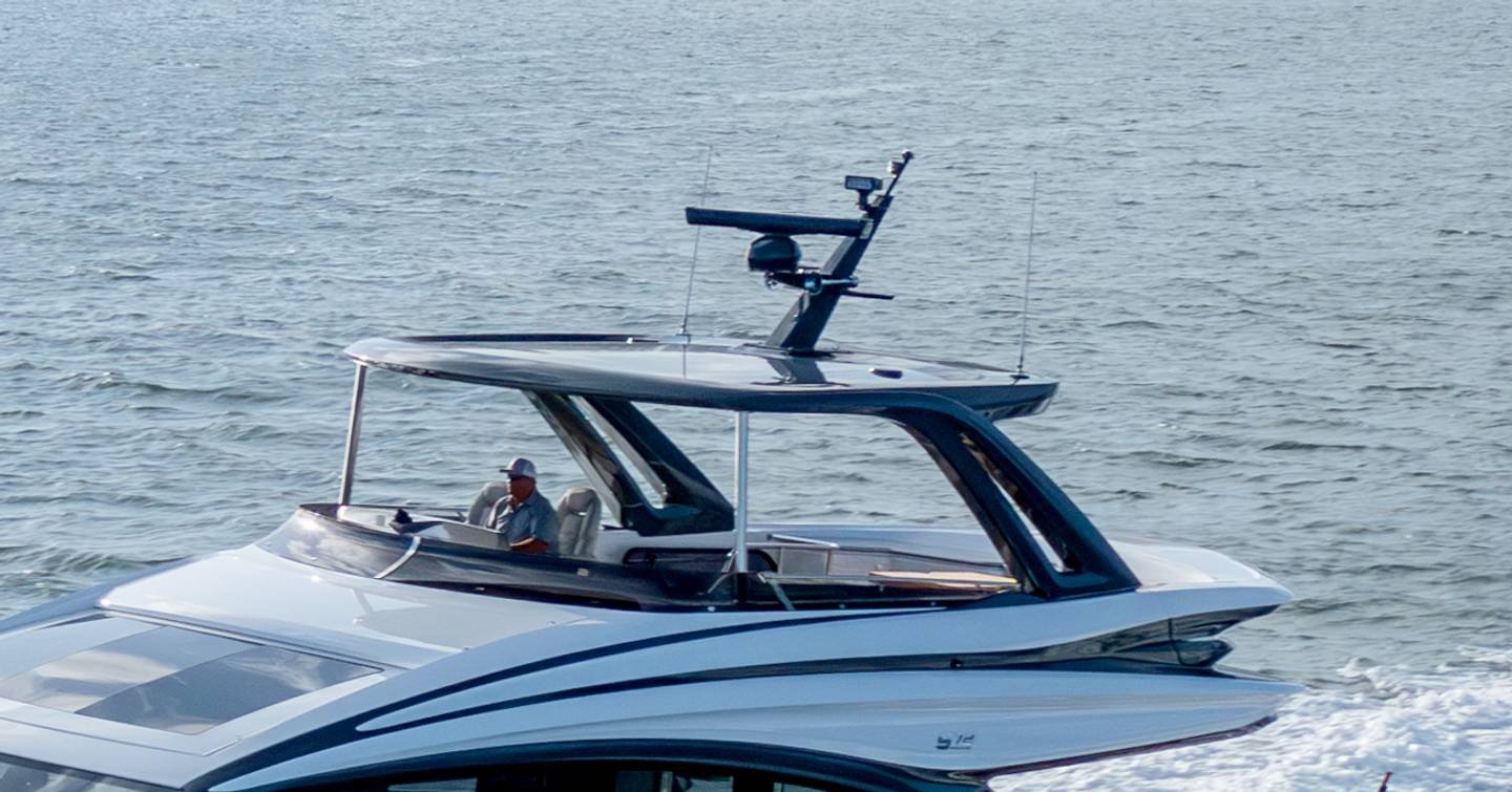 Close up of Princess S74 motor yacht flybridge