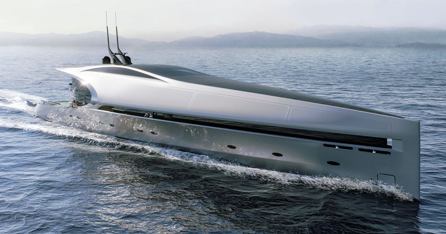 Rendering show exterior of Unique 71 superyacht concept