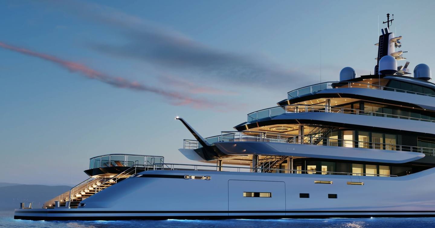 Amels superyacht Project Zurich at anchor side view 