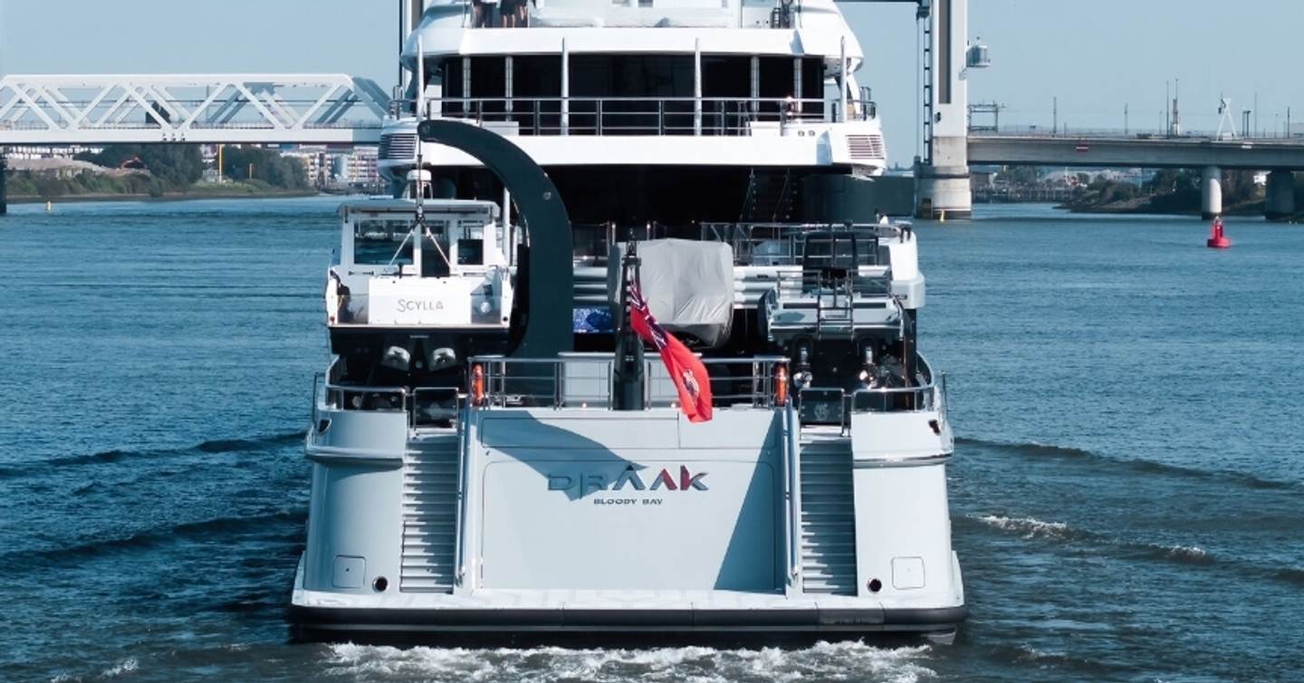 Oceanco superyacht Draak underway stern view  