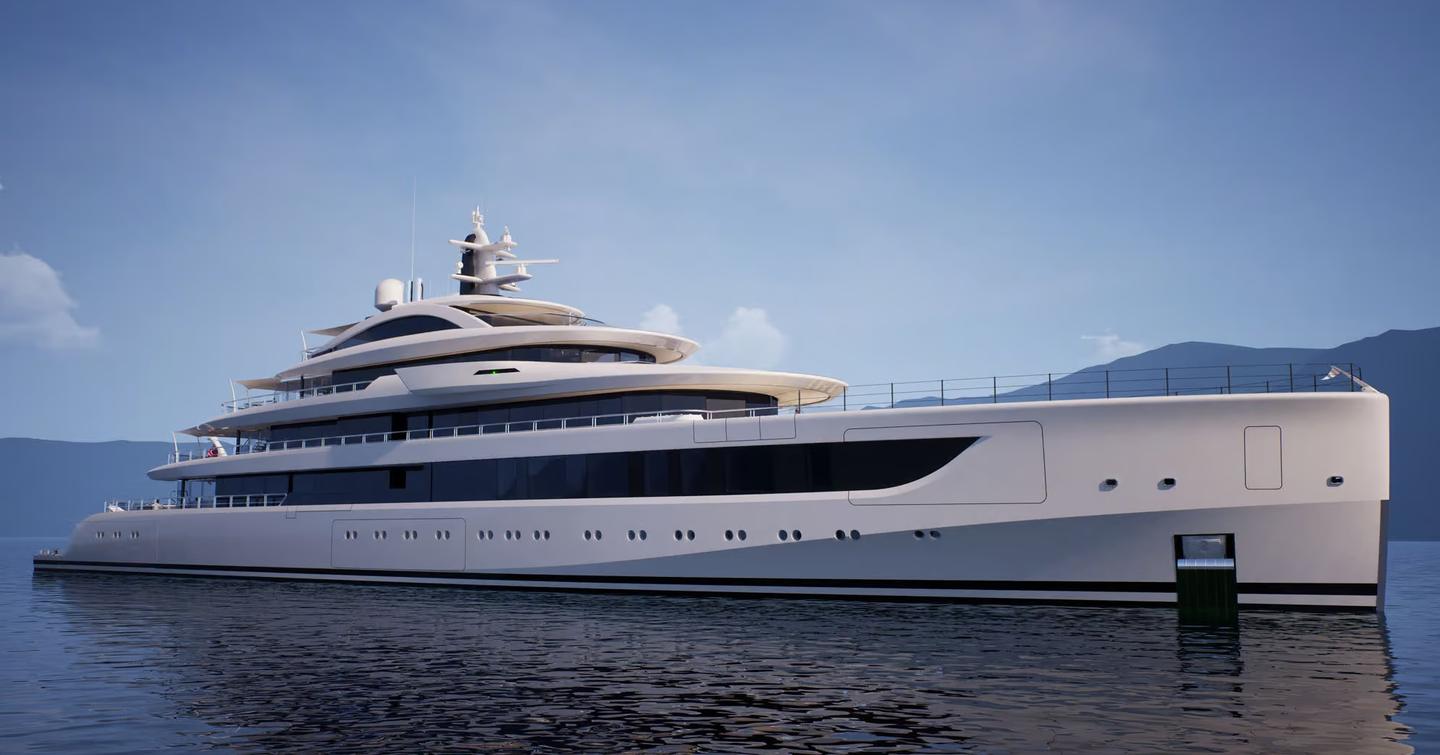 Rendering of superyacht Project Life at anchor