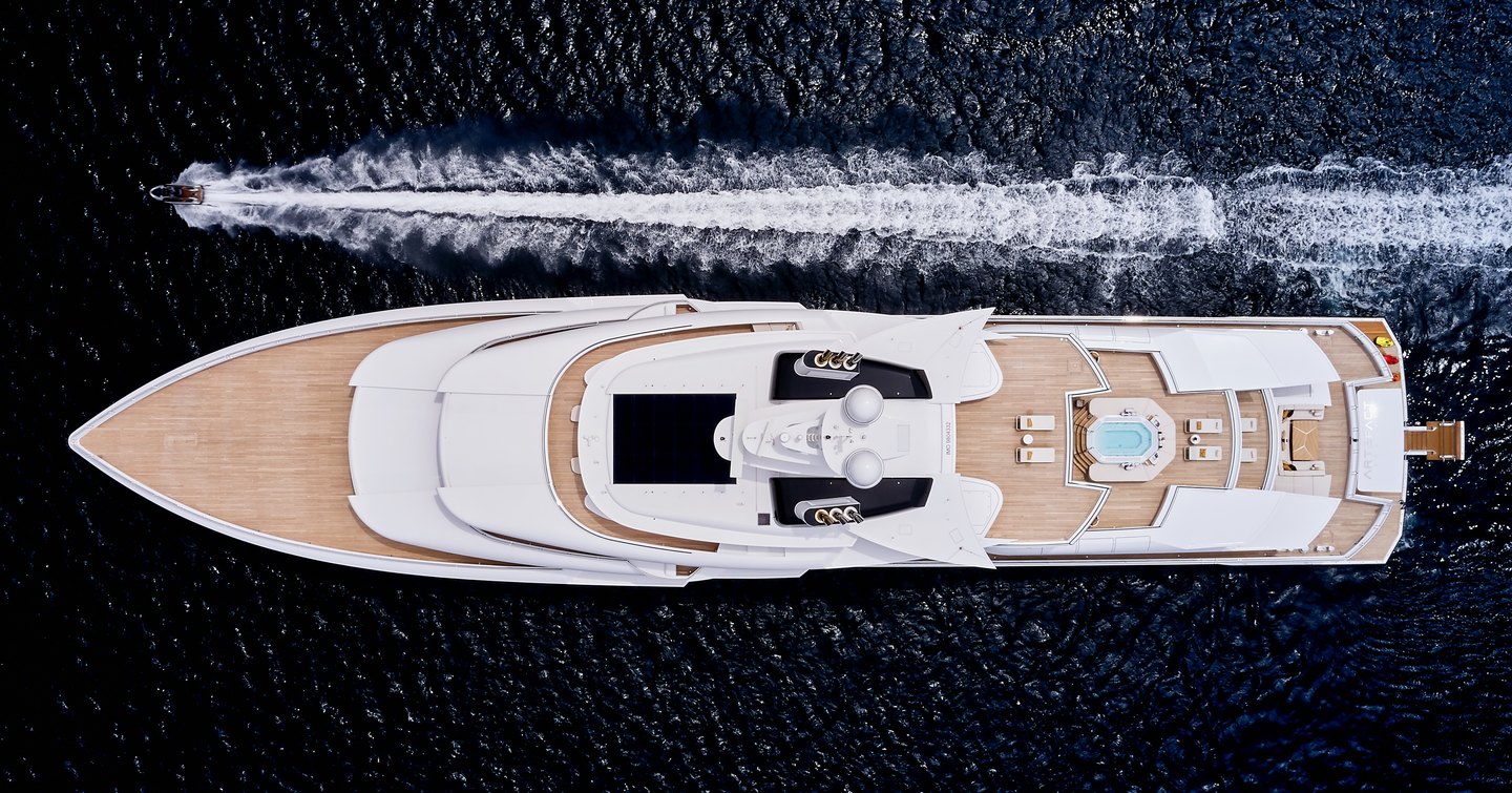 View directly from above of Superyacht ARTEFACT