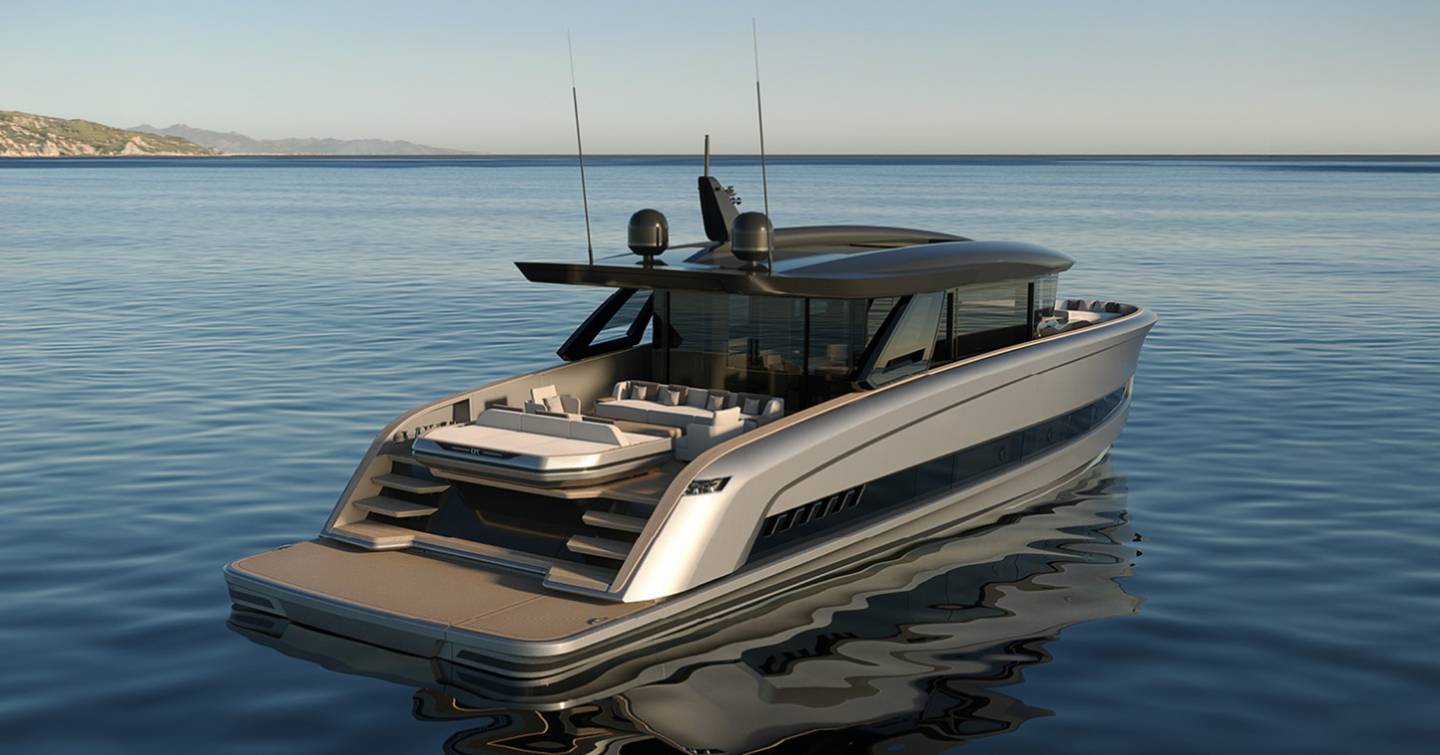 Solaris Power 70 Grand Coupé motor yacht at anchor side view 