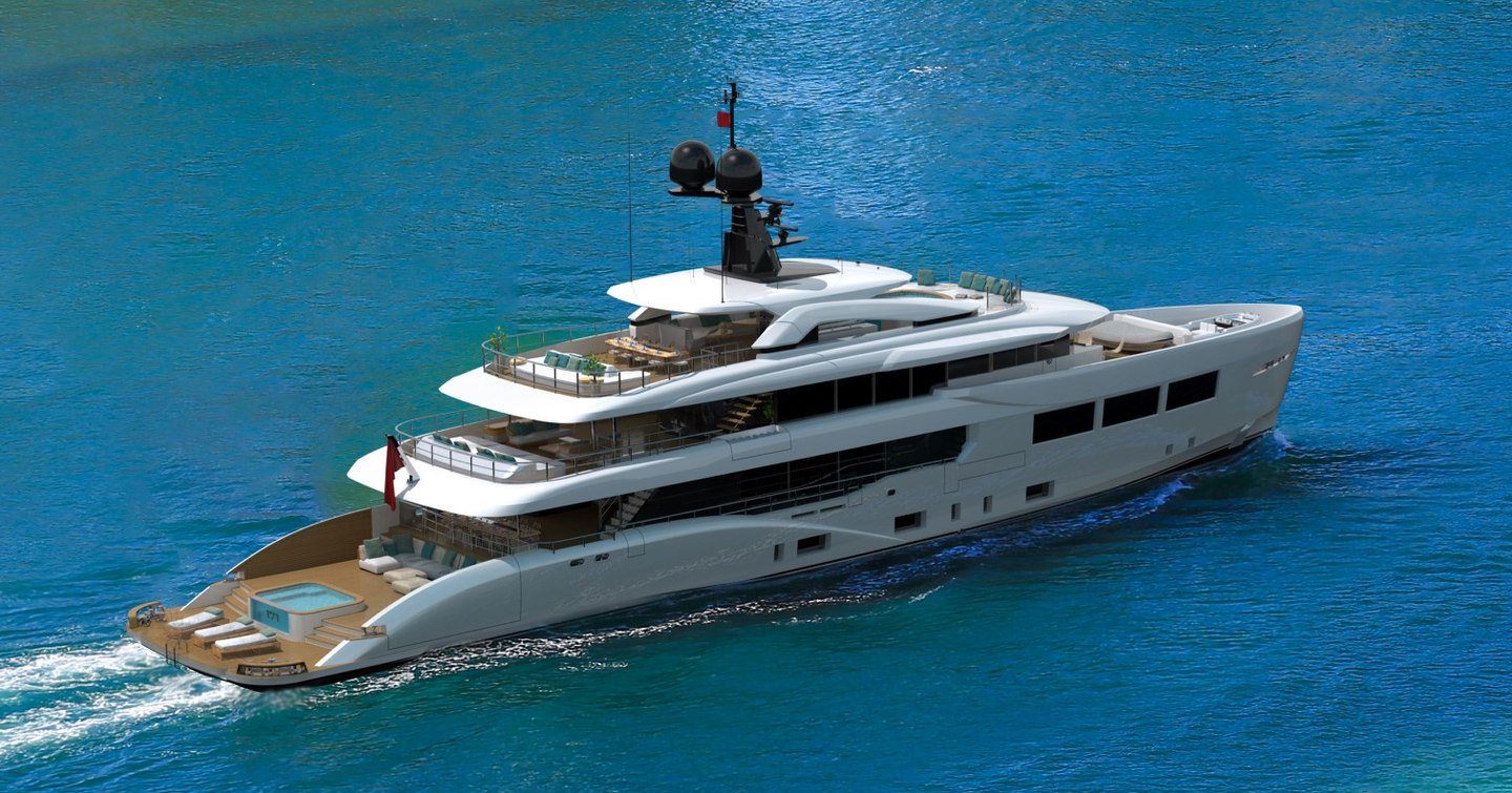 Rendering of Bilgin 173 superyacht under way
