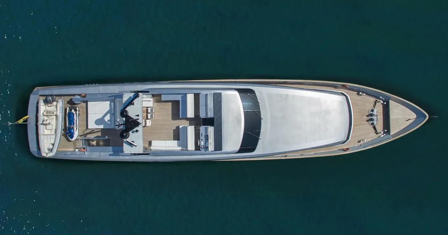  Baglietto superyacht Tin Tin at anchor aerial view 