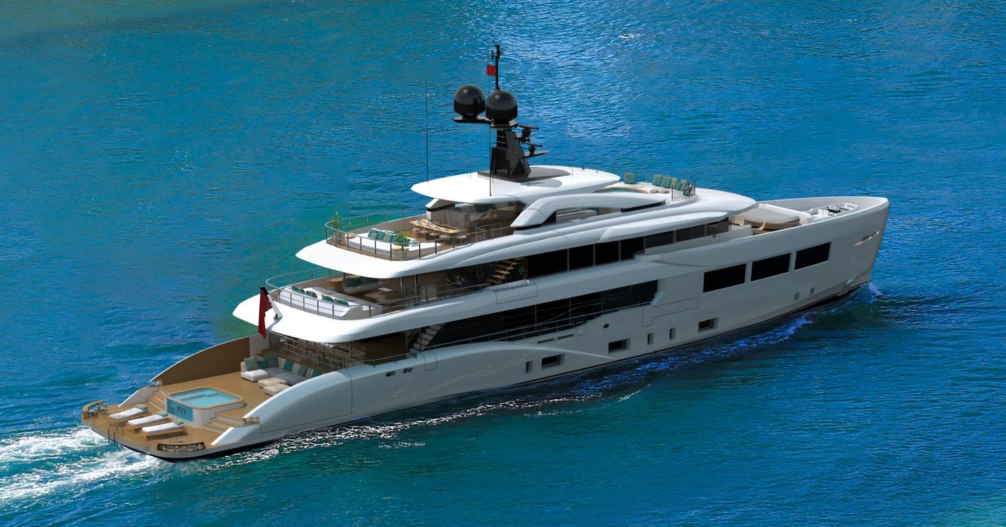 Rendering of Bilgin 173 superyacht under way 