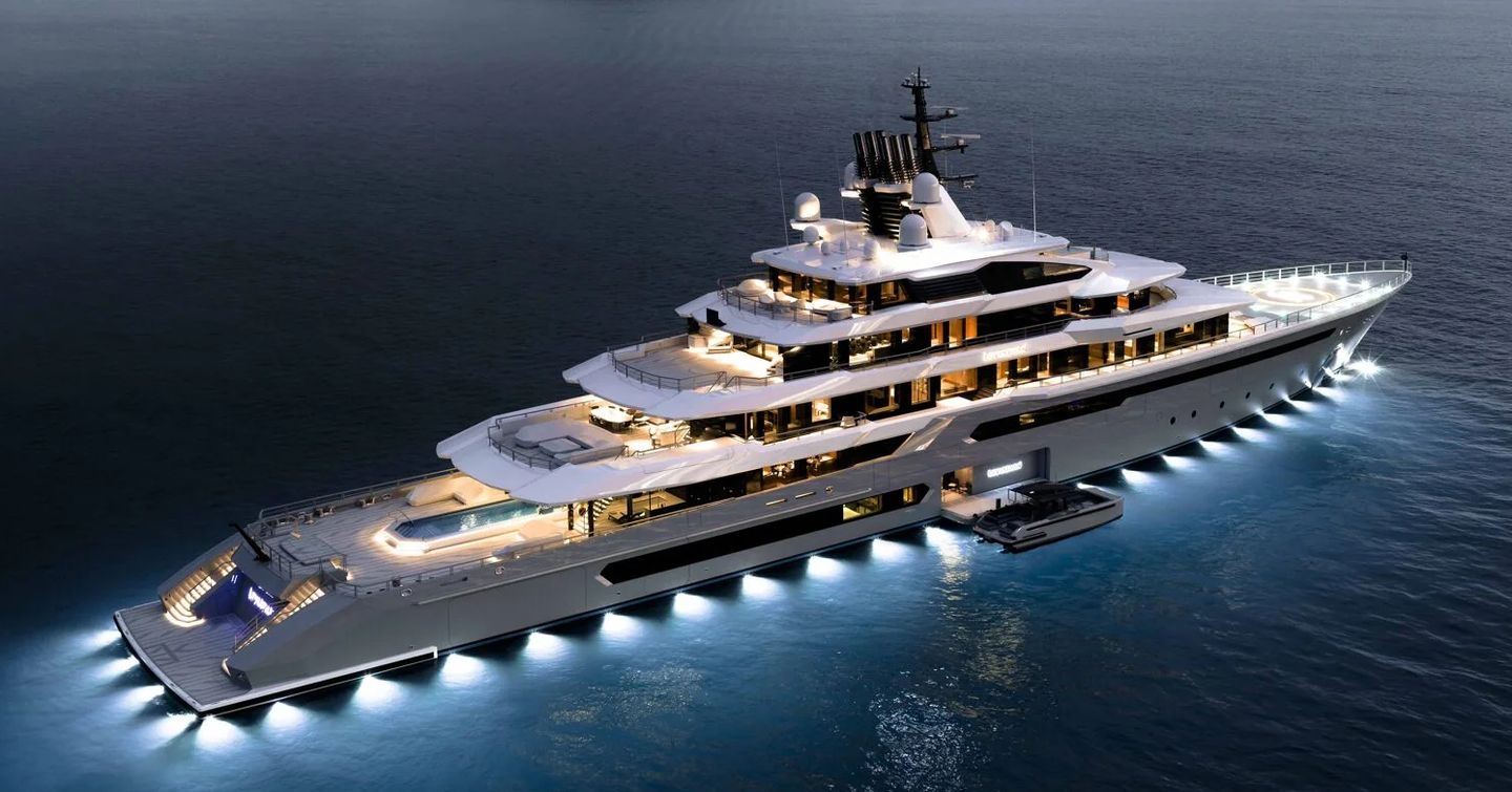 Oceanco superyacht Leviathan at anchor stern view 