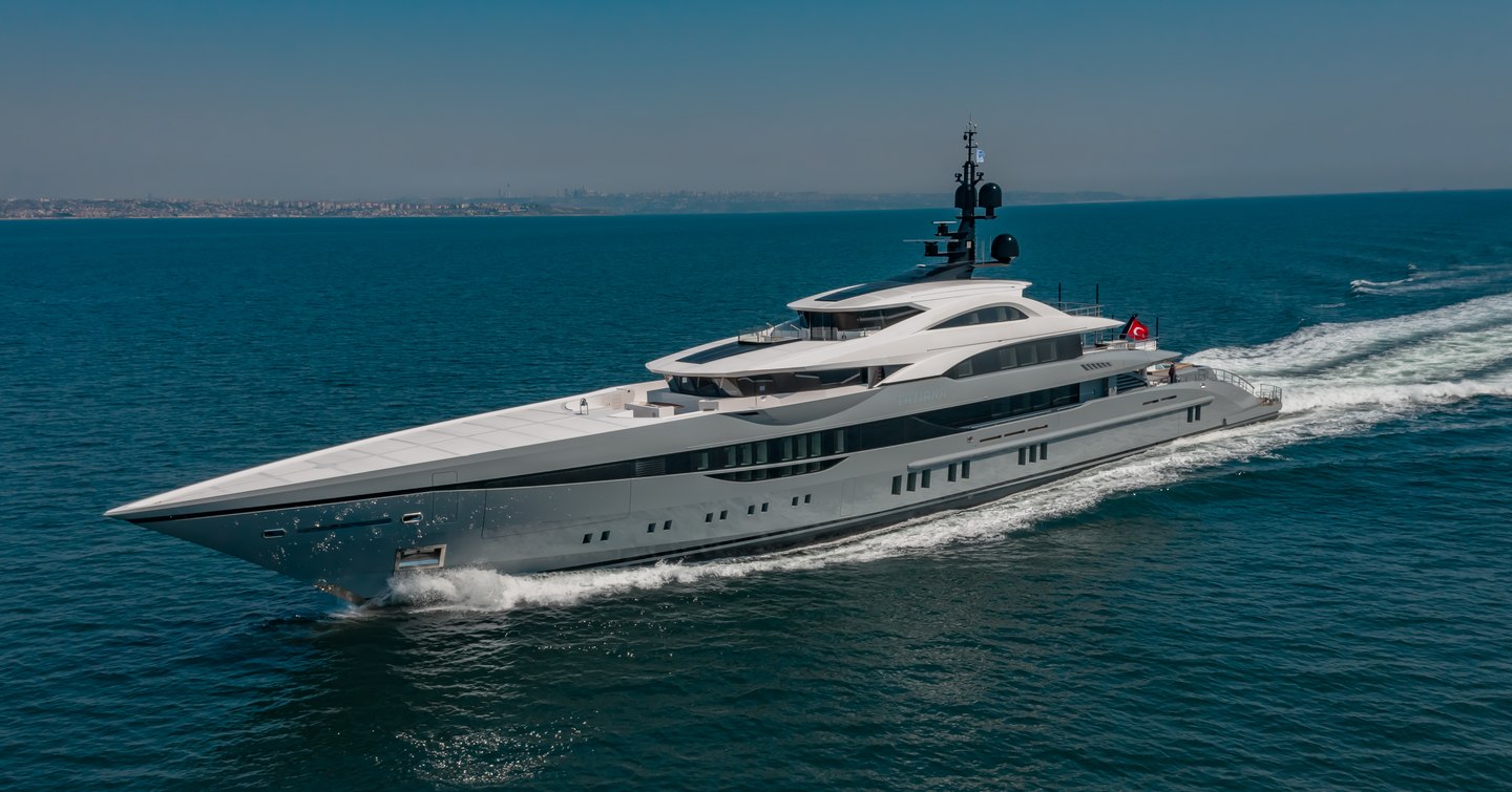 Superyacht TATIANA by Bilgin Yachts underway, surrounded by sea. 