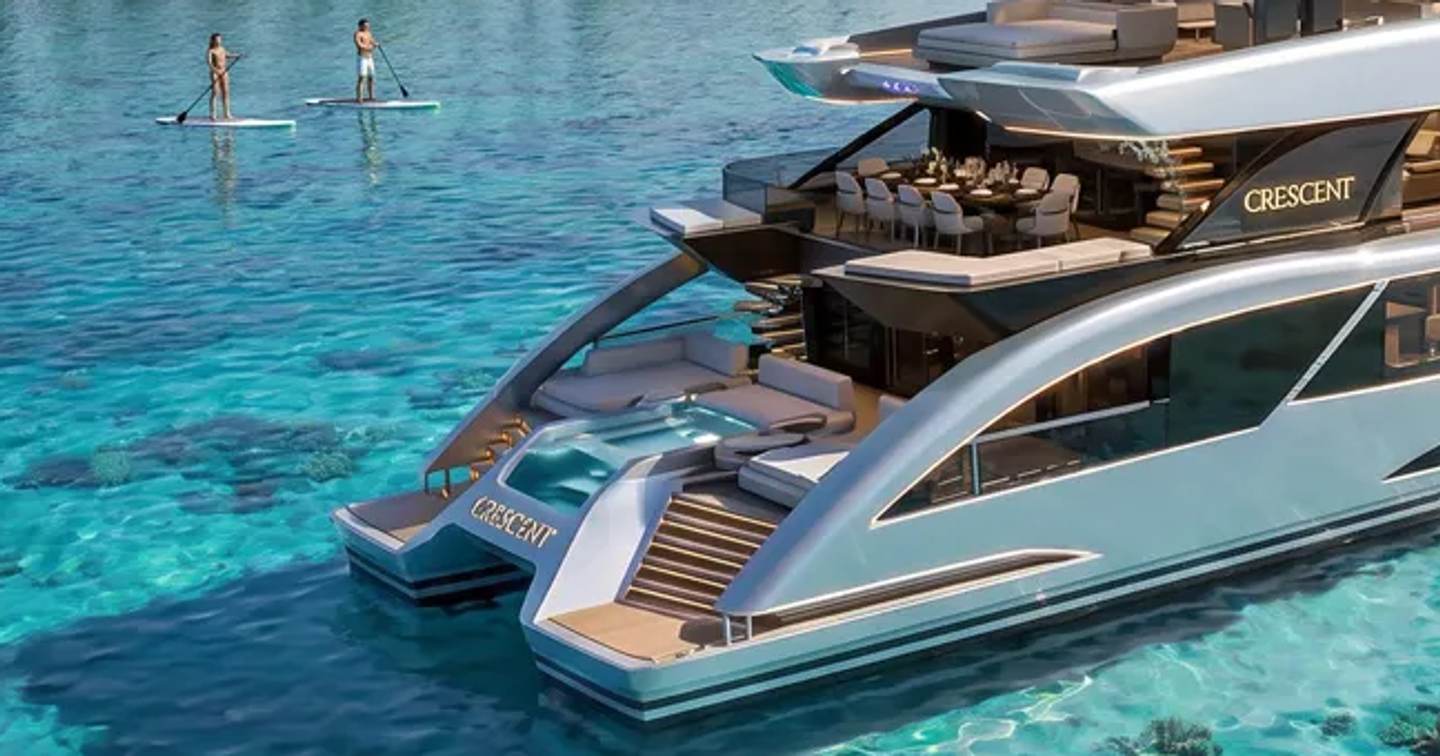 Crescent Custom Yachts First CCY110 superyacht stern view of beach club 