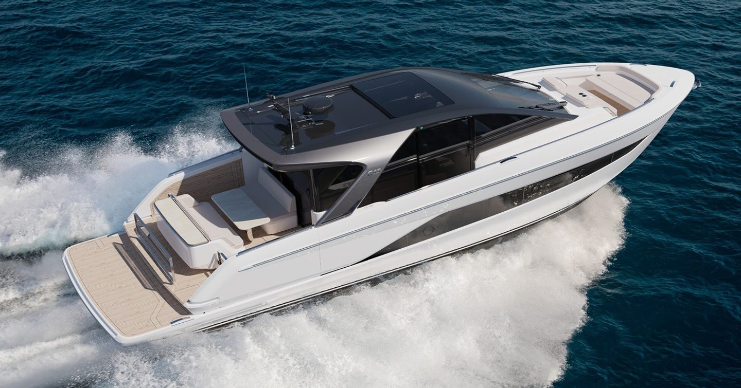 Princess C48 inboard version motor yacht under way 