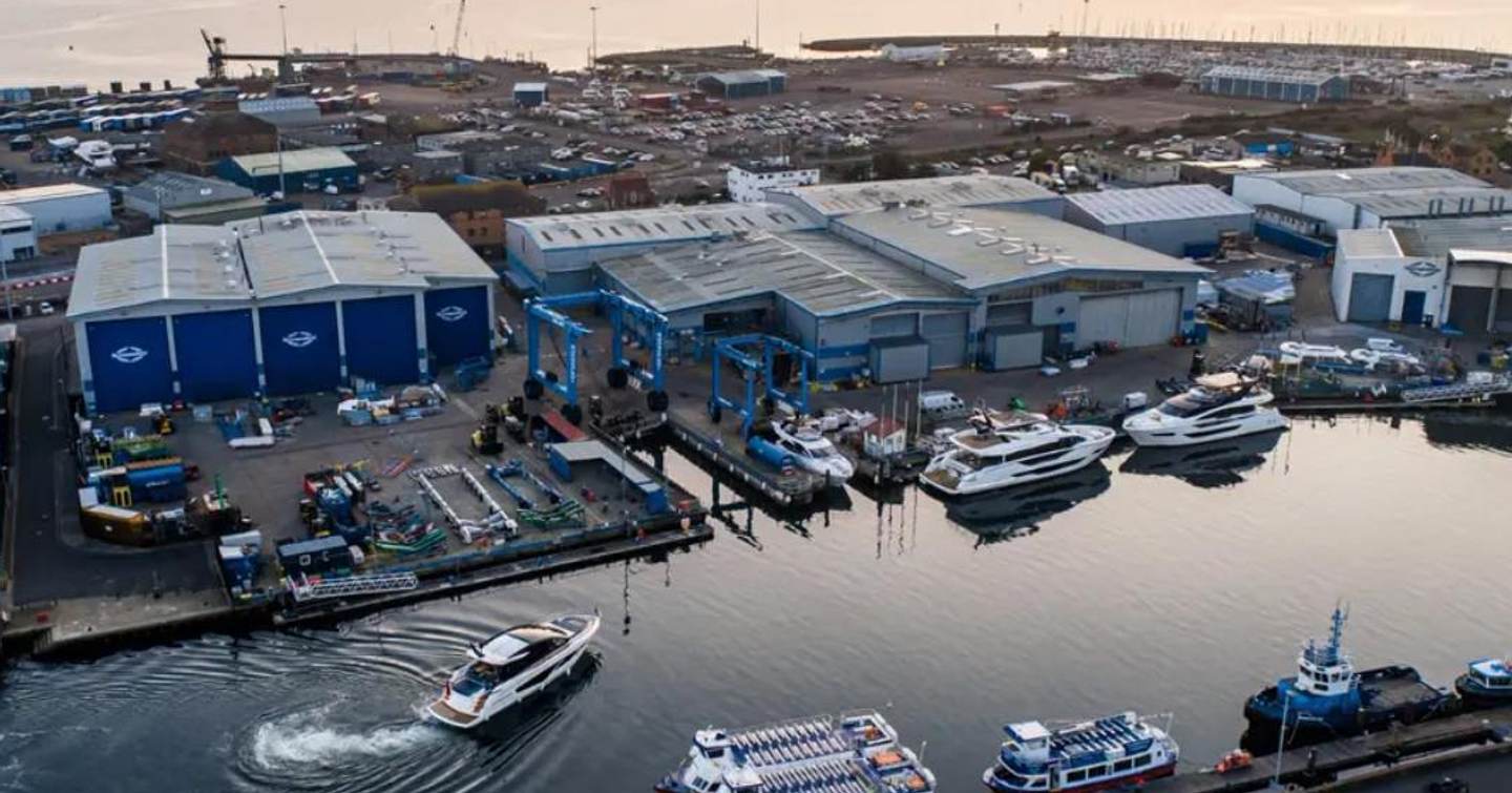 Sunseeker shipyard with yachts and machinery