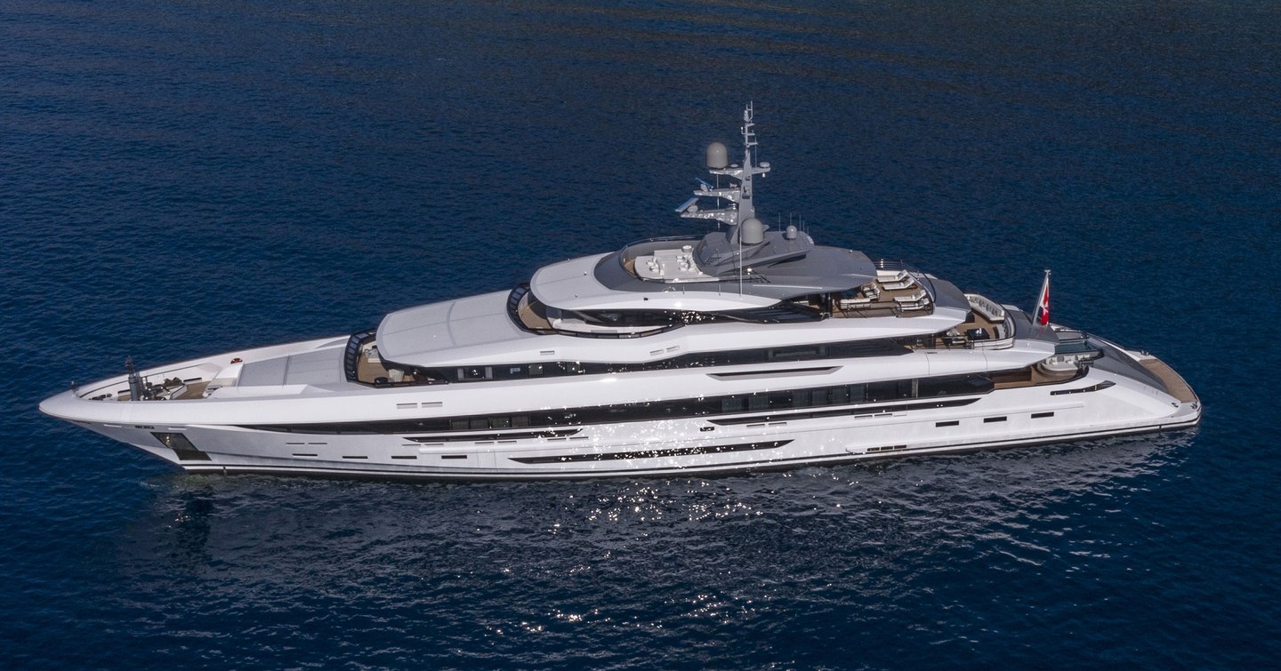 Superyacht POLESTAR underway, surrounded by sea.