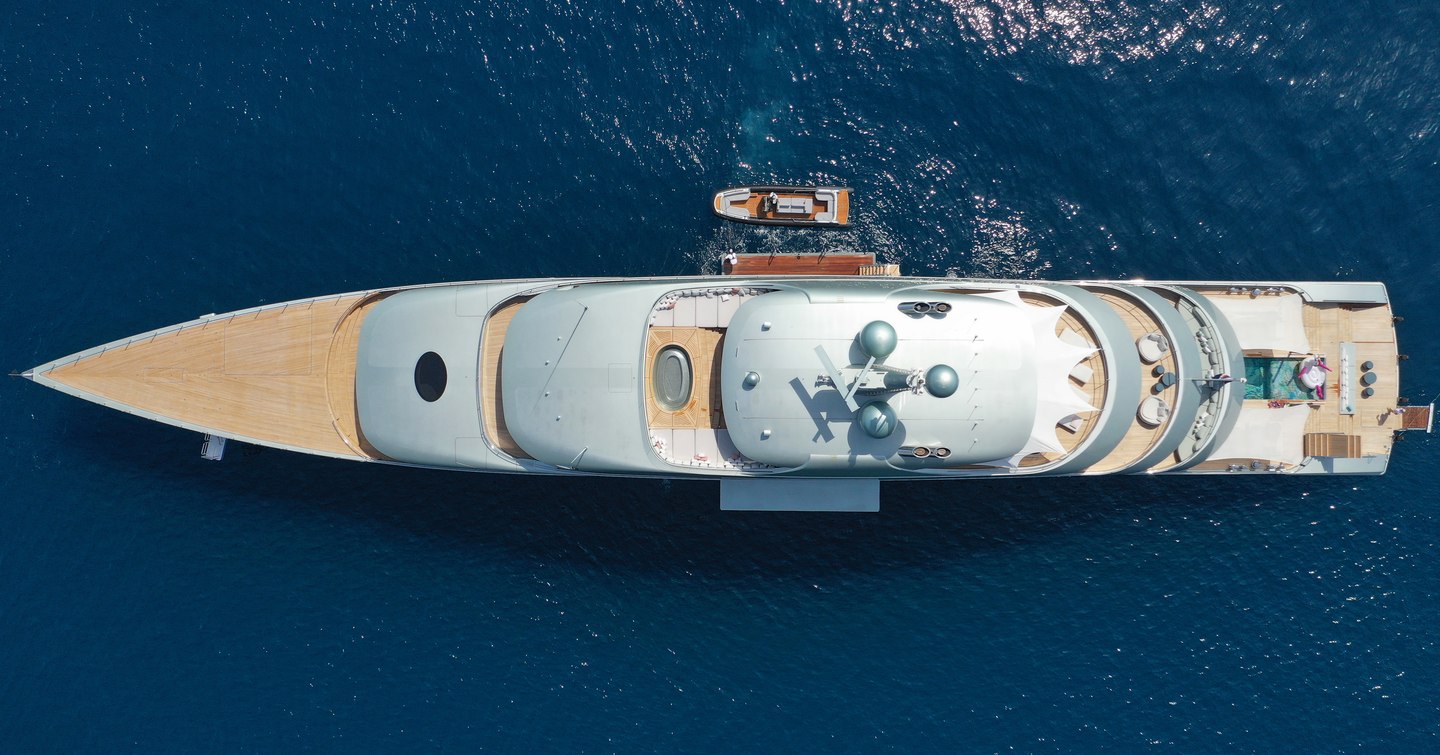 Aerial view of superyacht Savannah