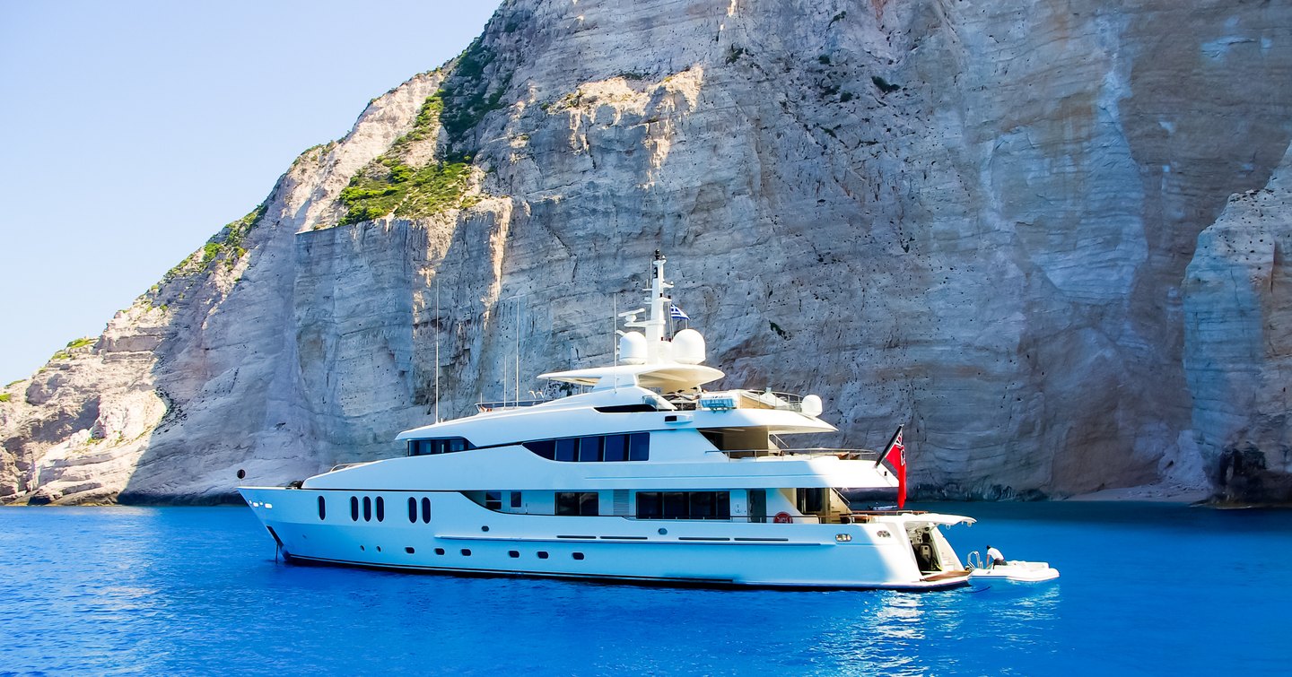 A superyacht anchored near to Corfu, Greece