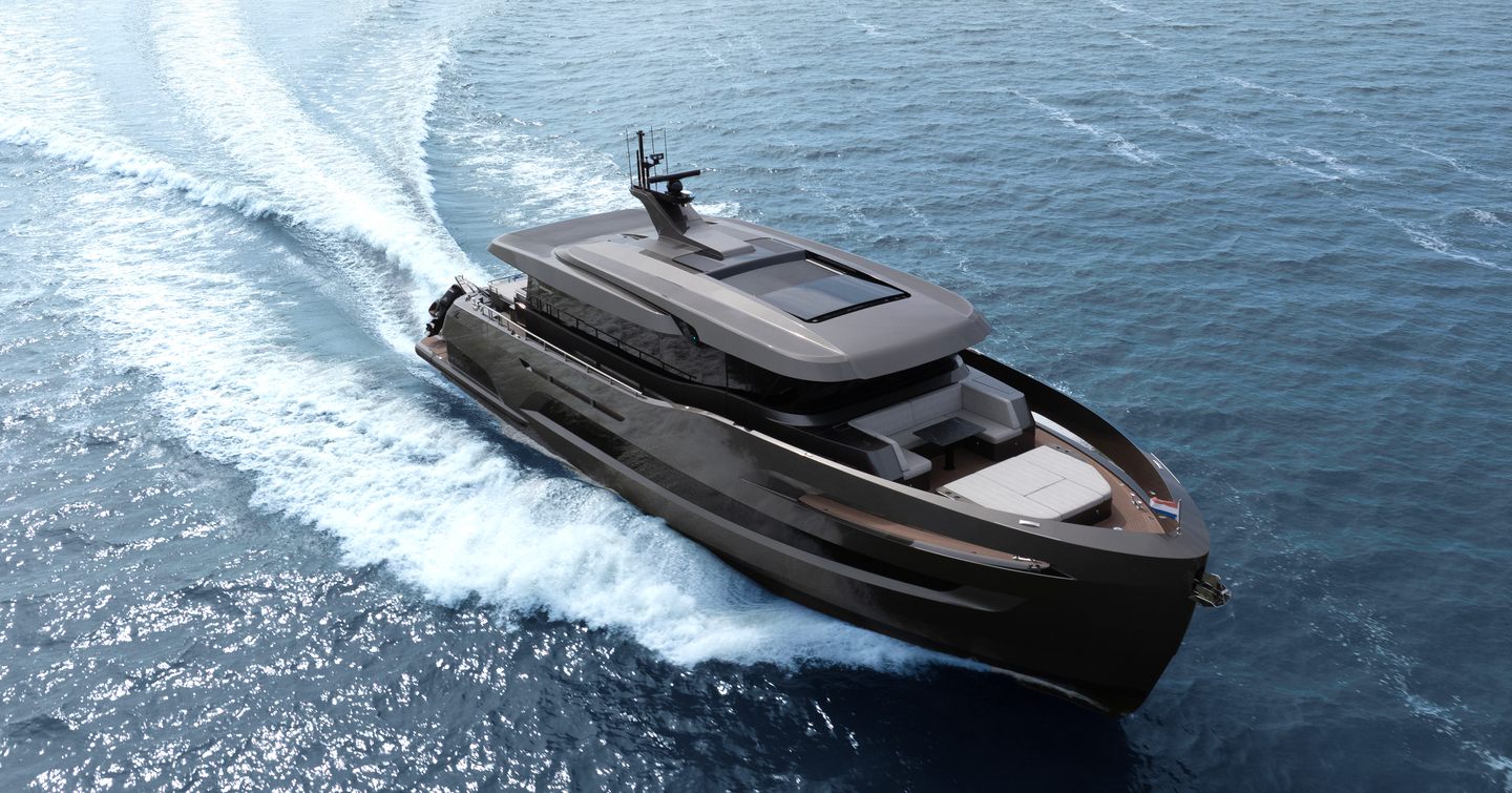 Seaver Nordic 80 motor yacht rendering under way 