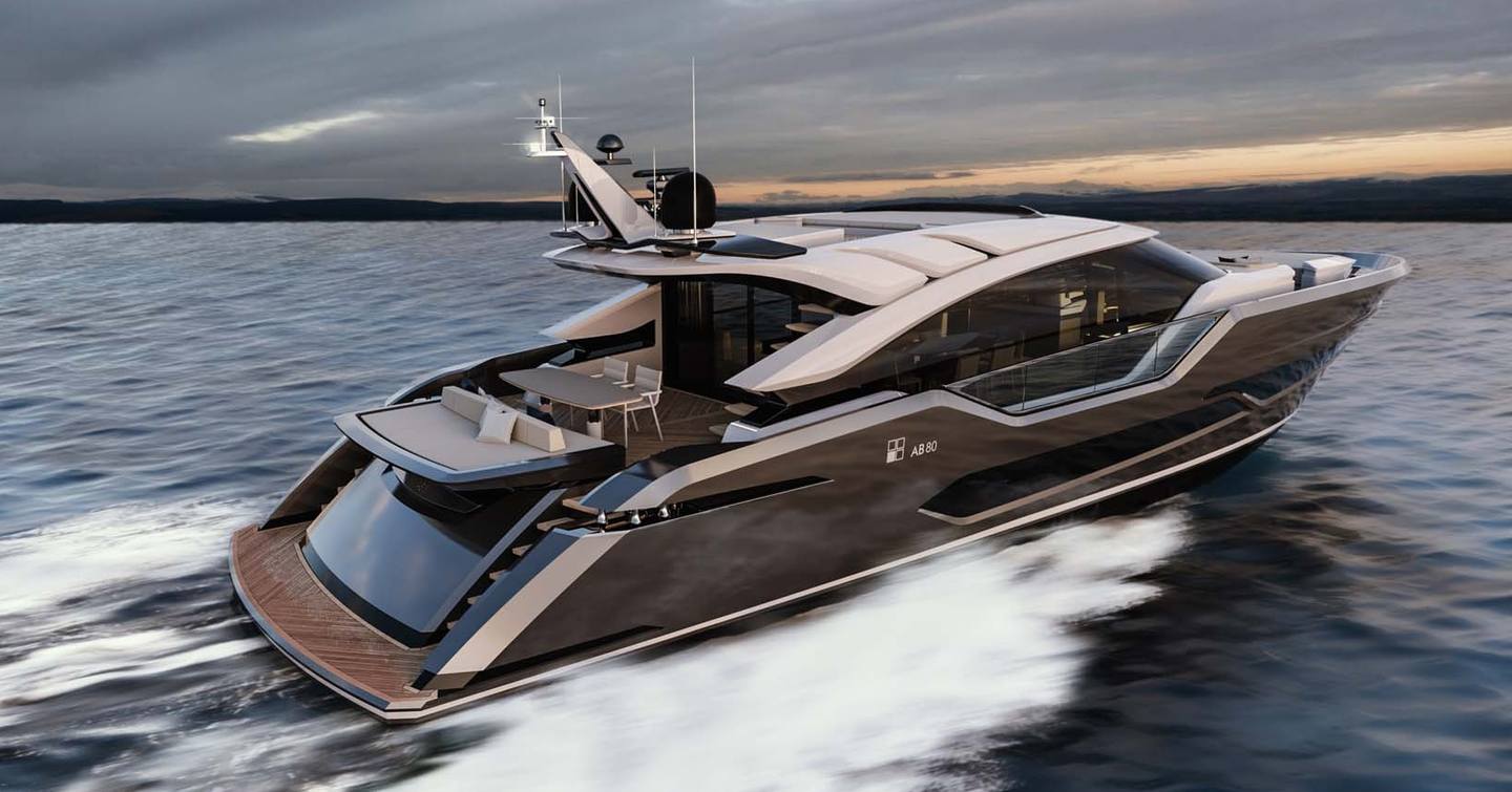 AB Yachts AB 80 Motor Yacht under way at speed
