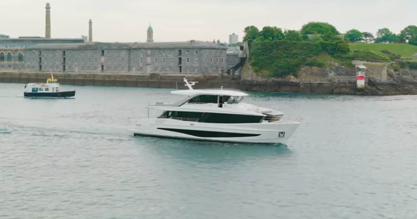 Princess X90 Motor Yacht under way on sea trials