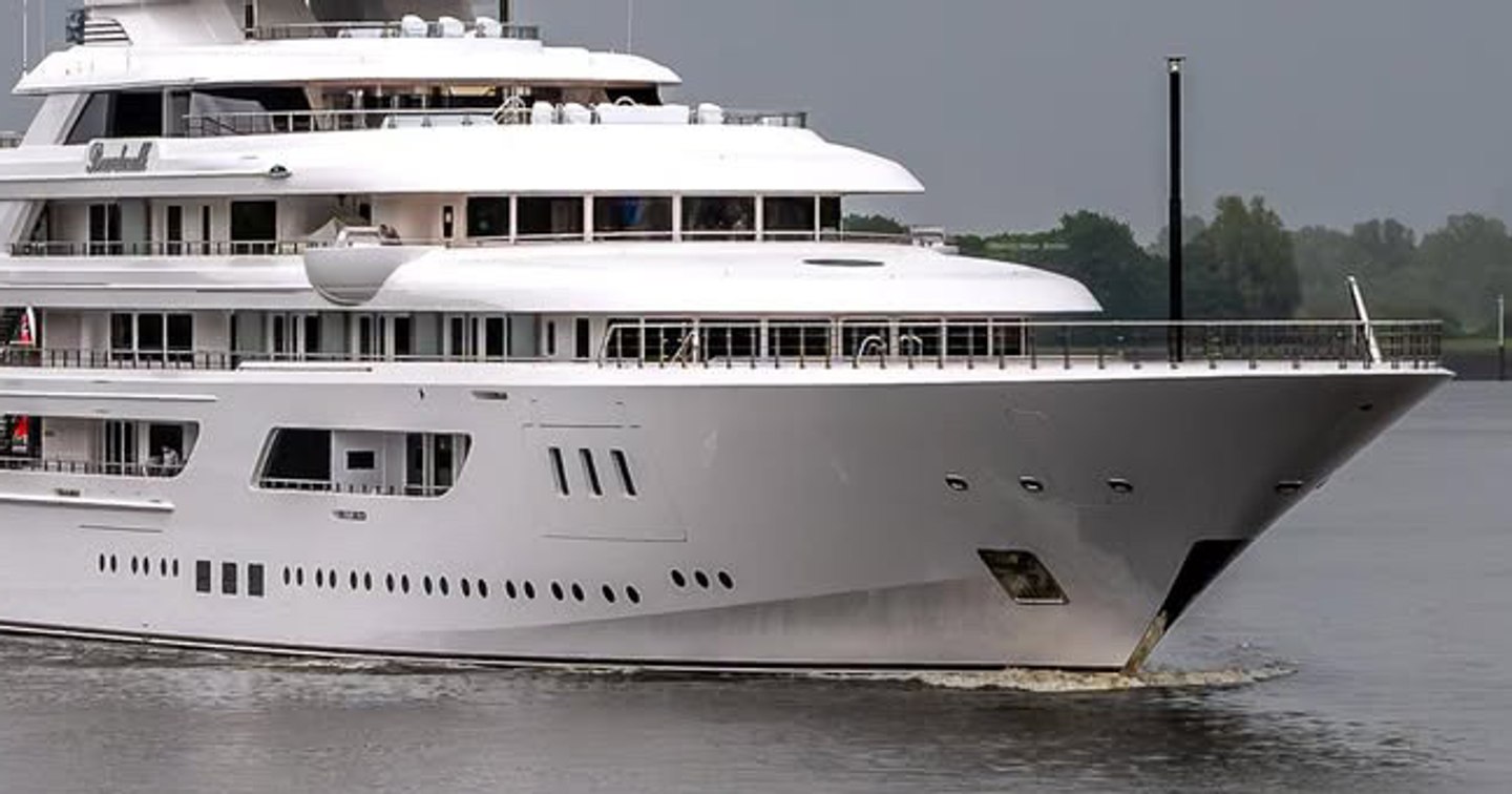 superyacht boardwalk bow close up