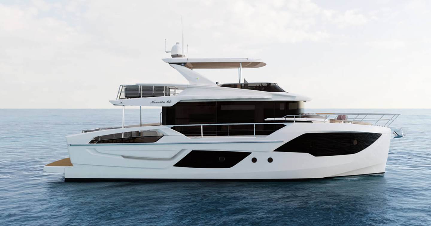 Absolute Navetta 62 motor yacht at anchor