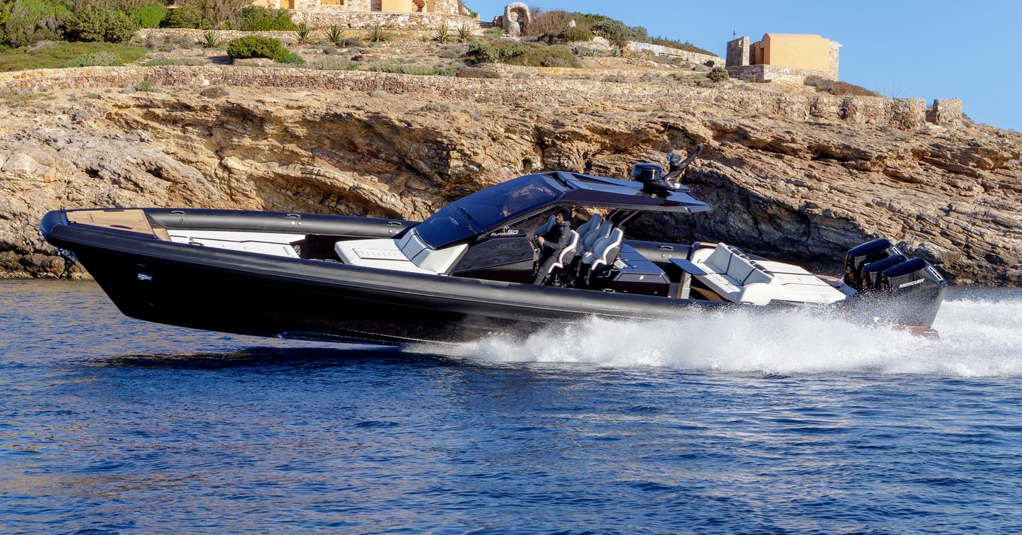 Technohull Alpha 50 boat under way 