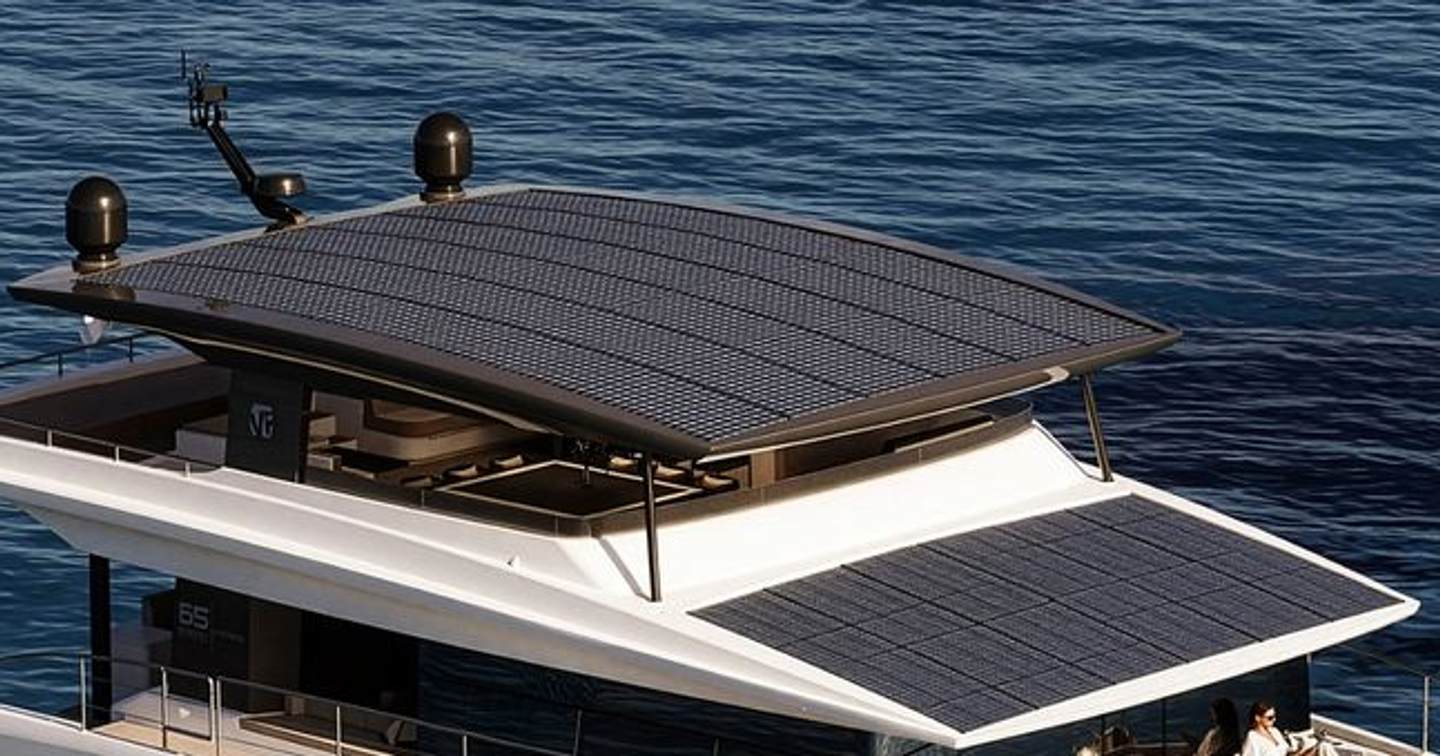 Rendering of VisionF 65 Hybrid Catamaran solar panels 