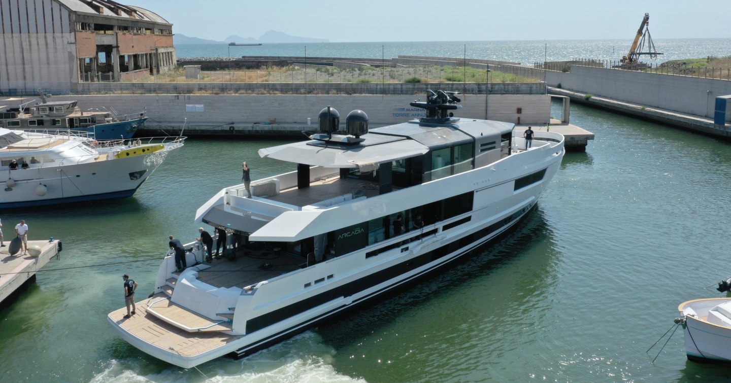 Arcadia A115 in docks at launch