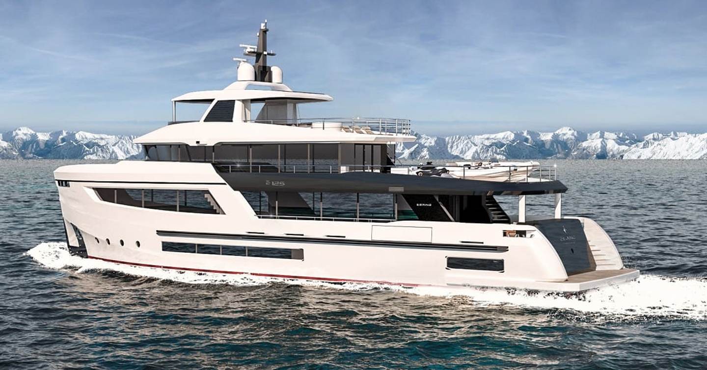 Rendering of Bering 125 Explorer Yacht under way 