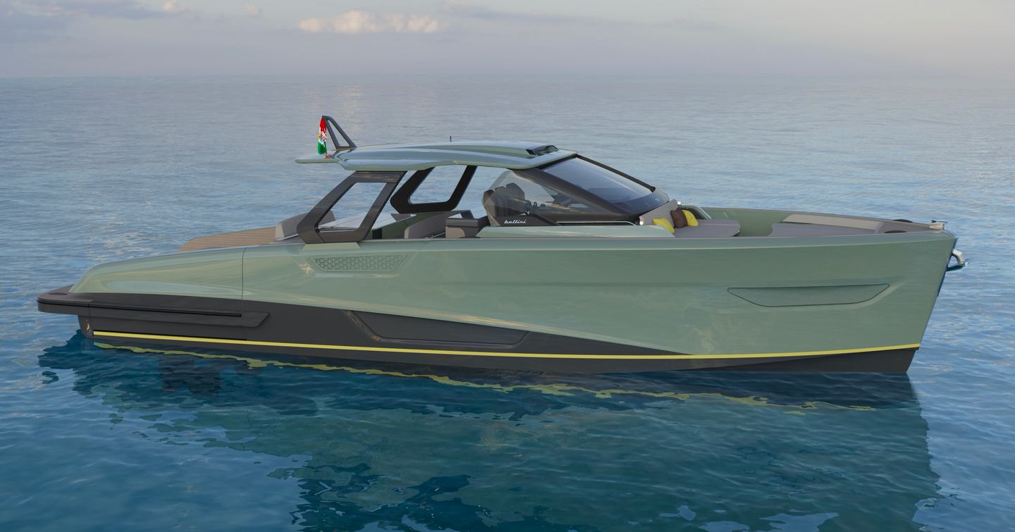 Rendering of Bellini Astor 58 boat at anchor
