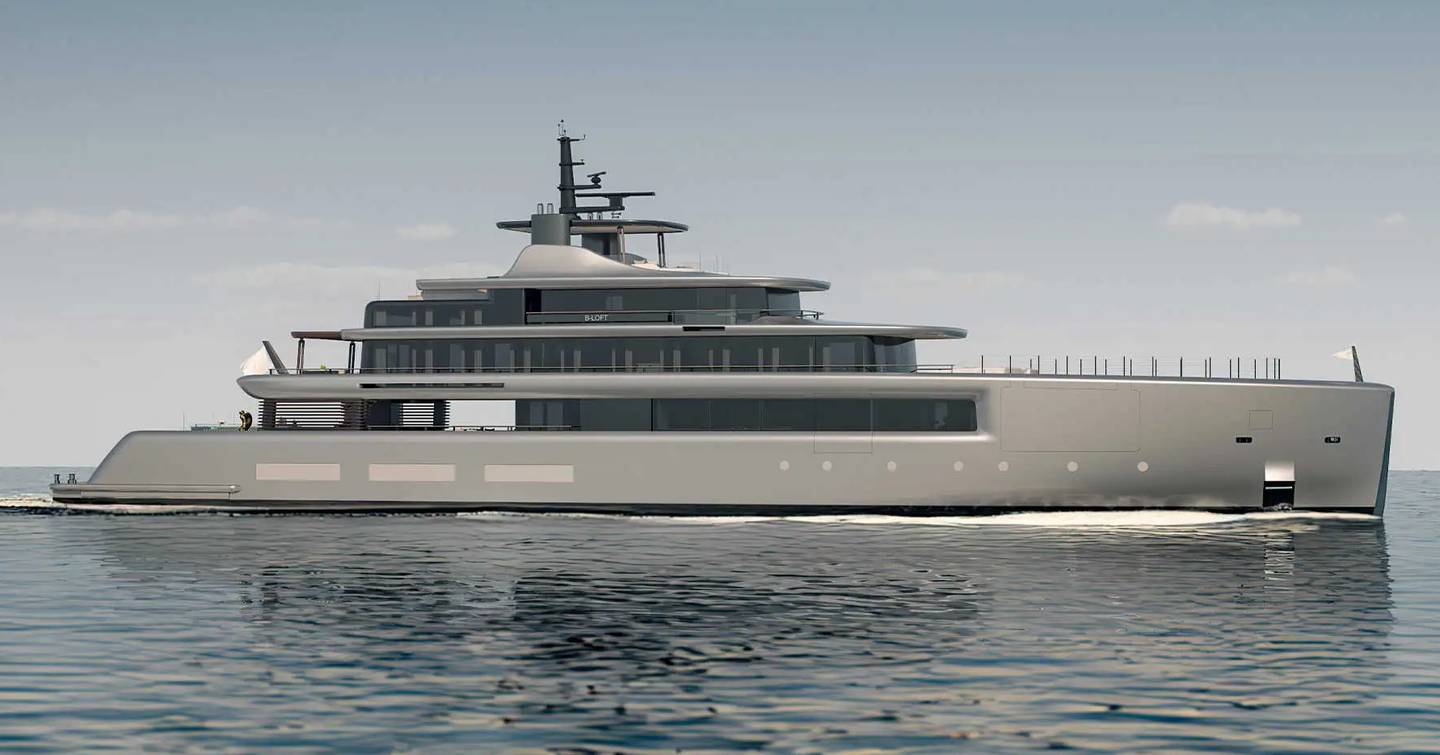 Rendering of Benetti B.Loft 65M superyacht under way