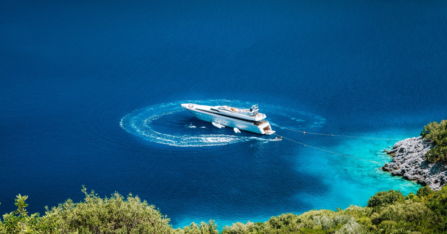  superyacht at anchor side view 