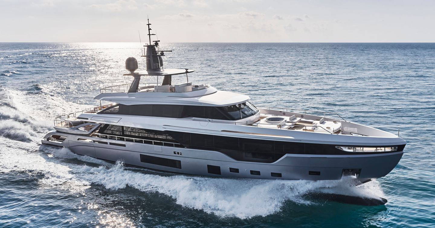 Azimut Grande Trideck motor yacht under way