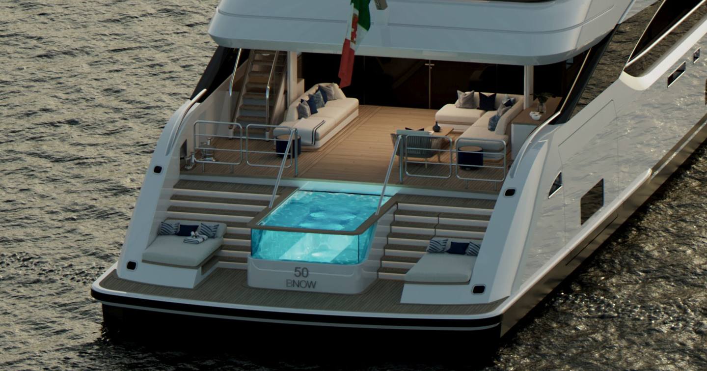 Benetti B.Now 50M motor yacht model image of oasis deck