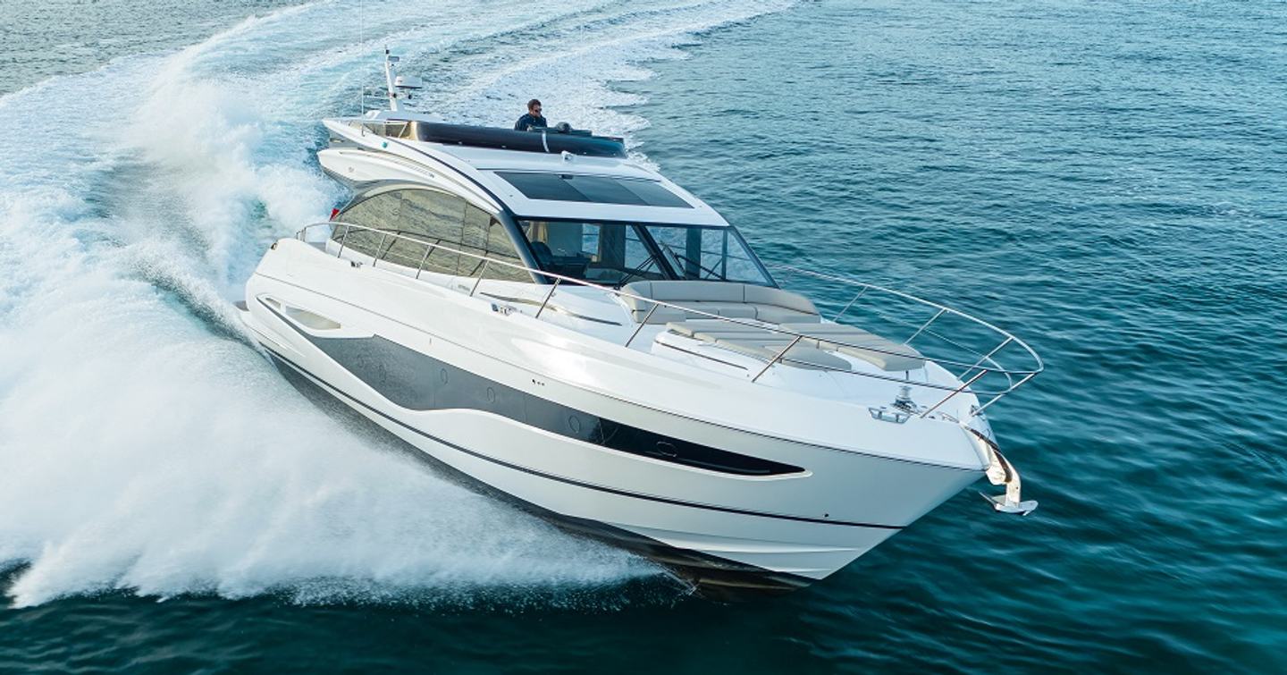 Princess S65 motor yacht under way