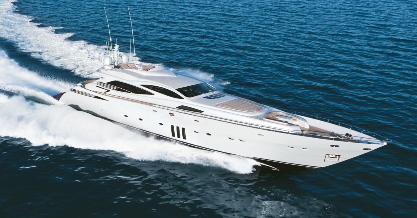 Pershing 115 motor yacht under way