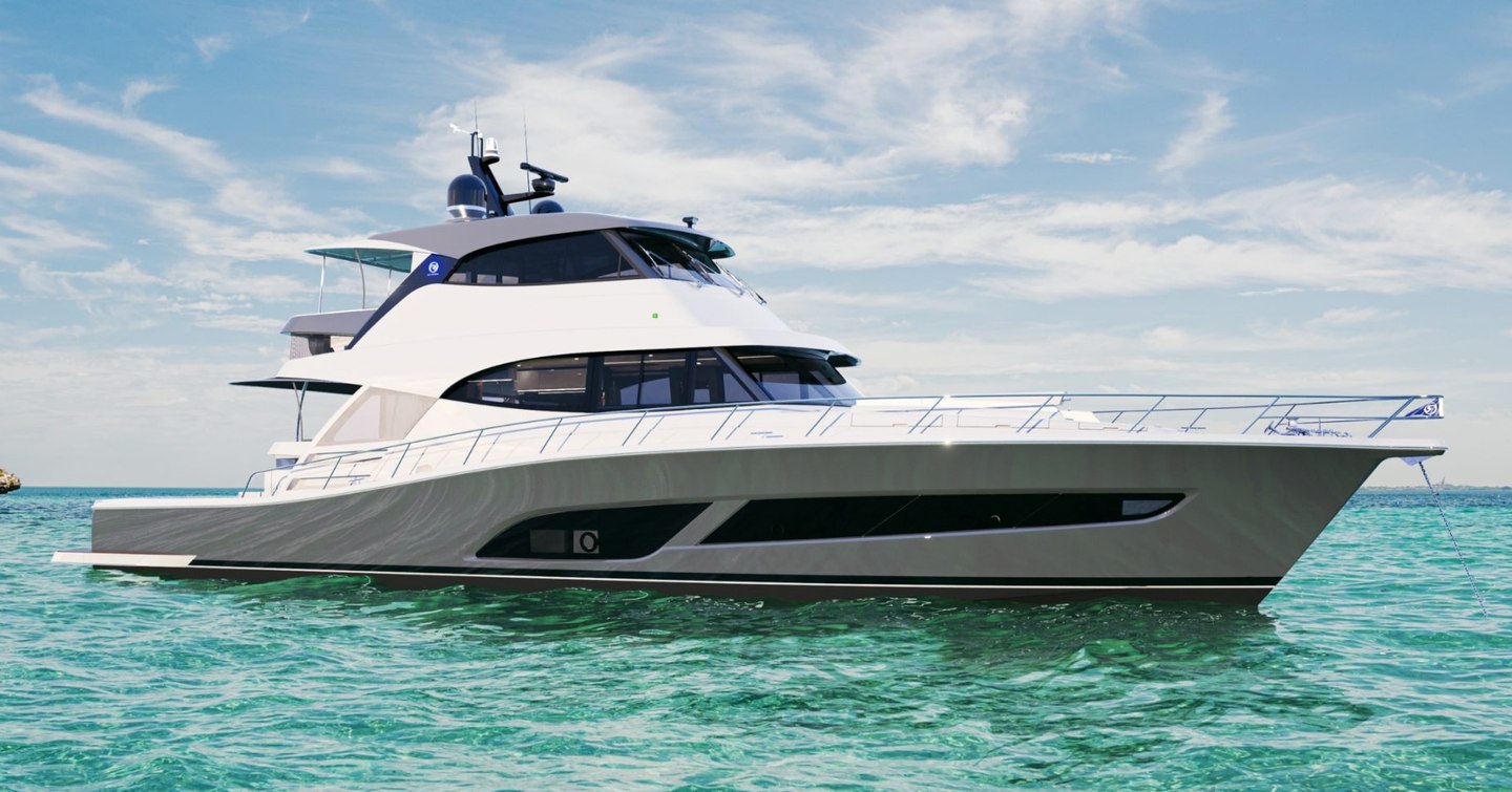 Riviera 72 Sports Motor Yacht Series II motor yacht at anchor