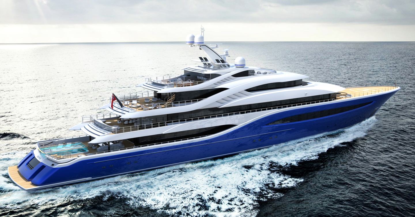 Turquoise superyacht Angelique underway stern view 